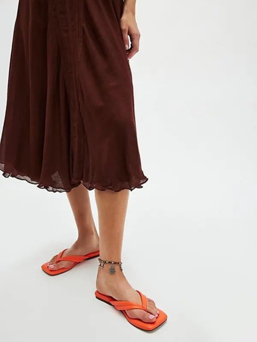 Free People Orange Square-Toe Flip Flop Sandals - Picture 2 of 5